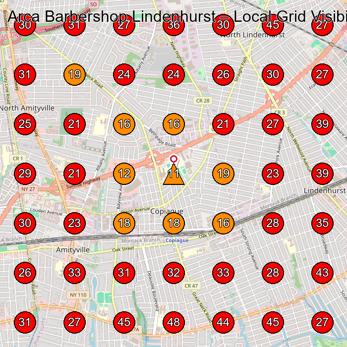 Arca Barbershop Lindenhurst GeoGrid visibility map for Barber Shop in Lindenhurst
